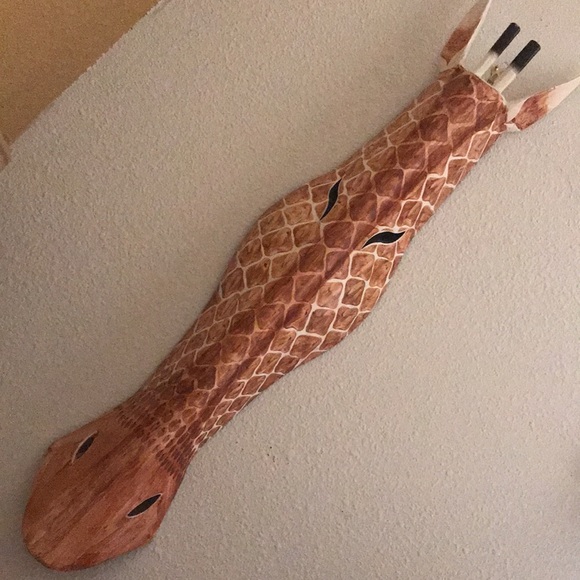 40” Tall Wood Wall Mask Giraffe Deco Safari Sculpture - Picture 1 of 6